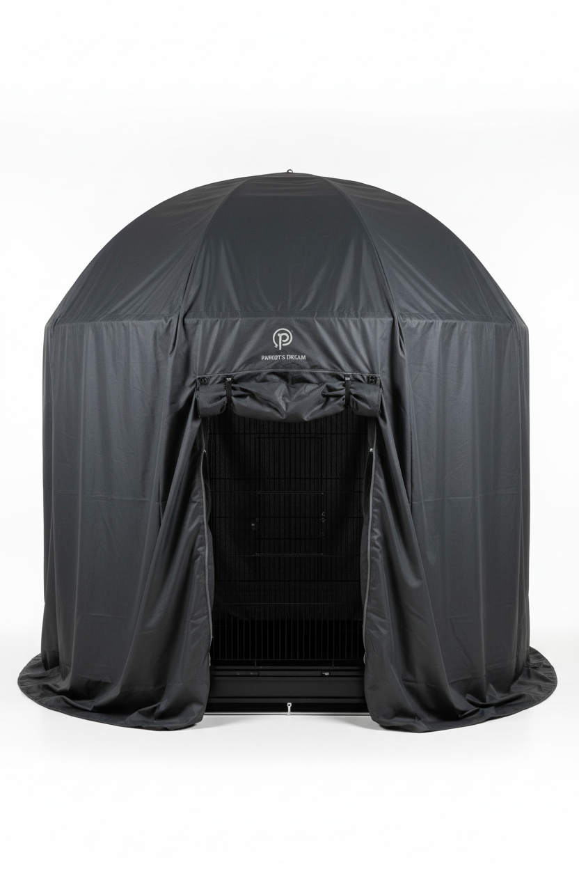 Giant aviary cage with blackout cover