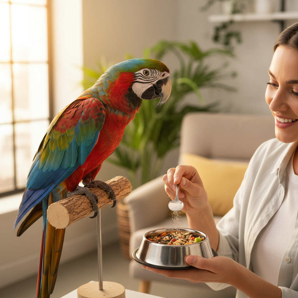 Lifestyle - macaw with supplements
