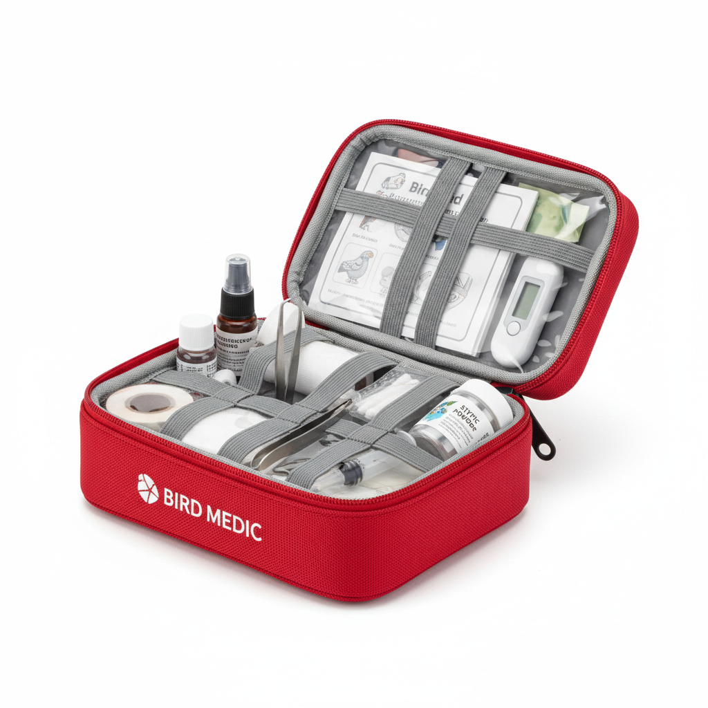 Red zippered case with supplies