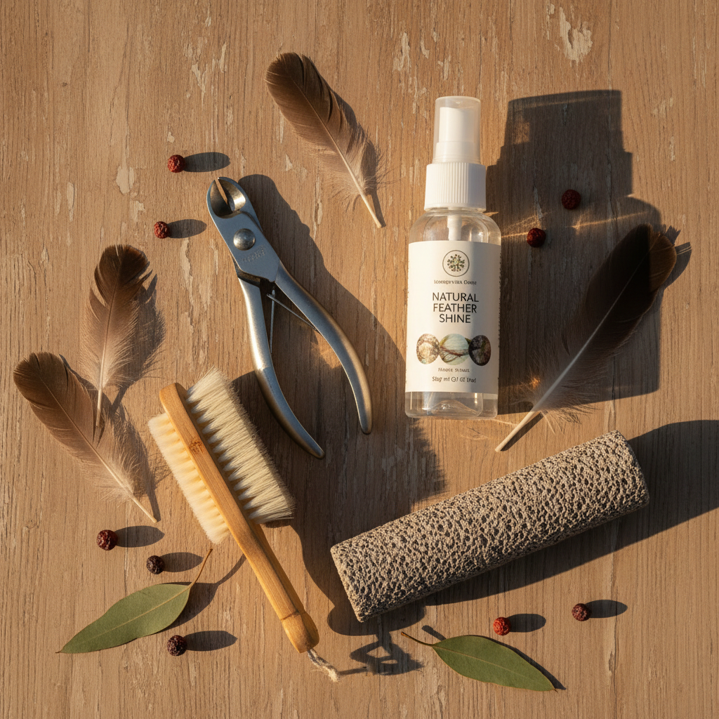 Wooden surface flat lay